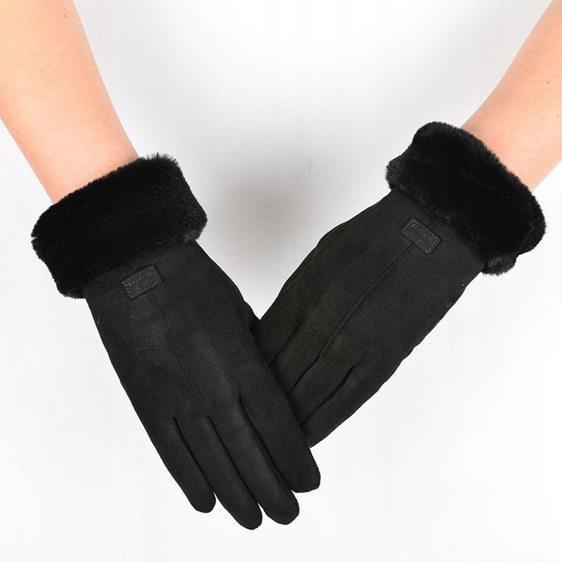 Women's Leather Gloves Touchscreen Black R03