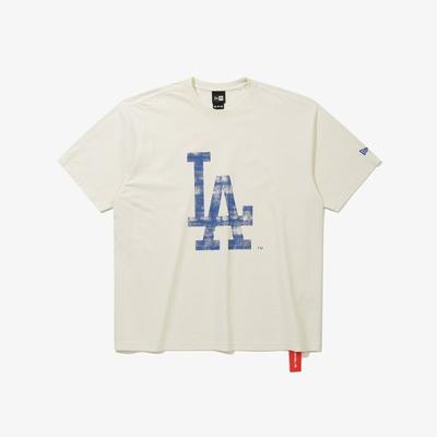 New Era Mlb La Dodgers Футболка с большим логотипом Кремовый 15147557