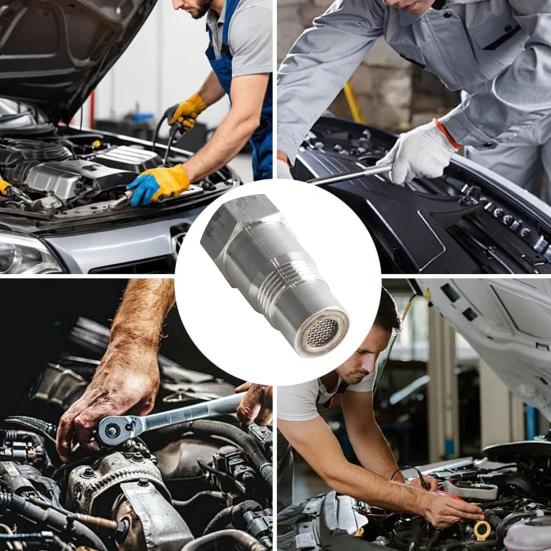 Stainless Steel Extension Fitting with Filter Screen M18x1.5 Oxygen Sensor Adapter 1.8 Inch Thread Reducer Coupling Adapter Connector