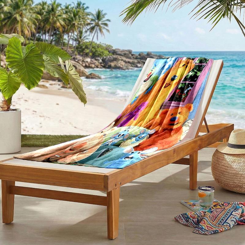 Bear Blue House Fashion Beach Towel: Ideal for Summer Adventures Soft, absorbent and quick drying suitable for swimming and bathing