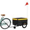 VidaXL Remorque de vélo noir et jaune 45 kg fer 94106