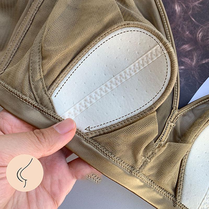 Сексуальный сетчатый бюстгальтер на косточках с чашечками в виде заячьих ушек, нижнее белье для женщин, тонкий дизайн против провисания, большая грудь и маленькое нижнее белье