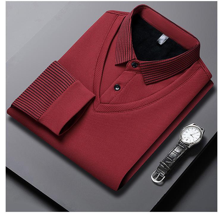 Мужская высококачественная поло с длинным рукавом в полоску, стиль business casual, для весны и осени