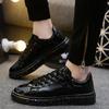 Fashion Men Light Leather Flat Sneakers Fashion Silver Men's Shoes Punk Casual Mirror Shoes Streetwear Sneakers Men Rock Hip Hop Shoes
