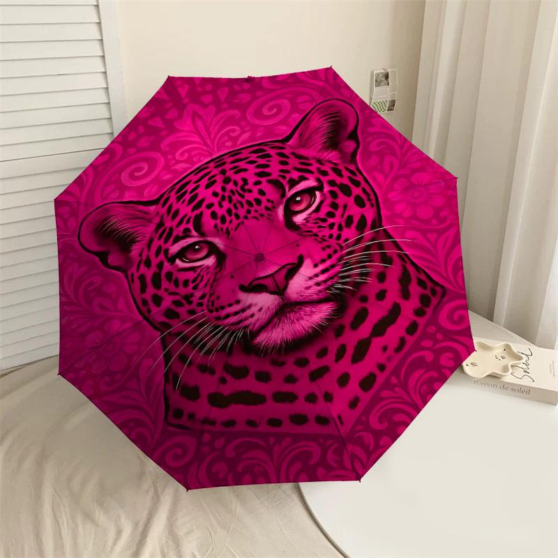 1PC leopard pattern Automatic Open/Close Umbrella Compact Folding Umbrella with 8-Rib Shaft lightweight esign, Fashion Lovers1241A