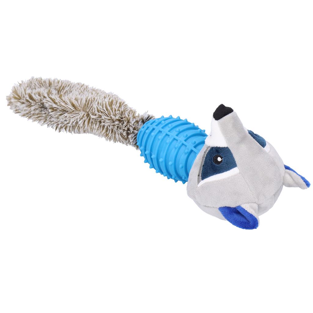 Pet Chew Toys Teeth Cleaning Biting Interactive Training Stuffed Plush Animal Doll for DogBlue Raccoon