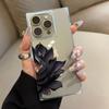Прозрачный квадратный чехол-накладка для iPhone 15 Plus 11 14 Pro Max 16 ProMax 13 12, защита от окисления, с узором черного лотоса