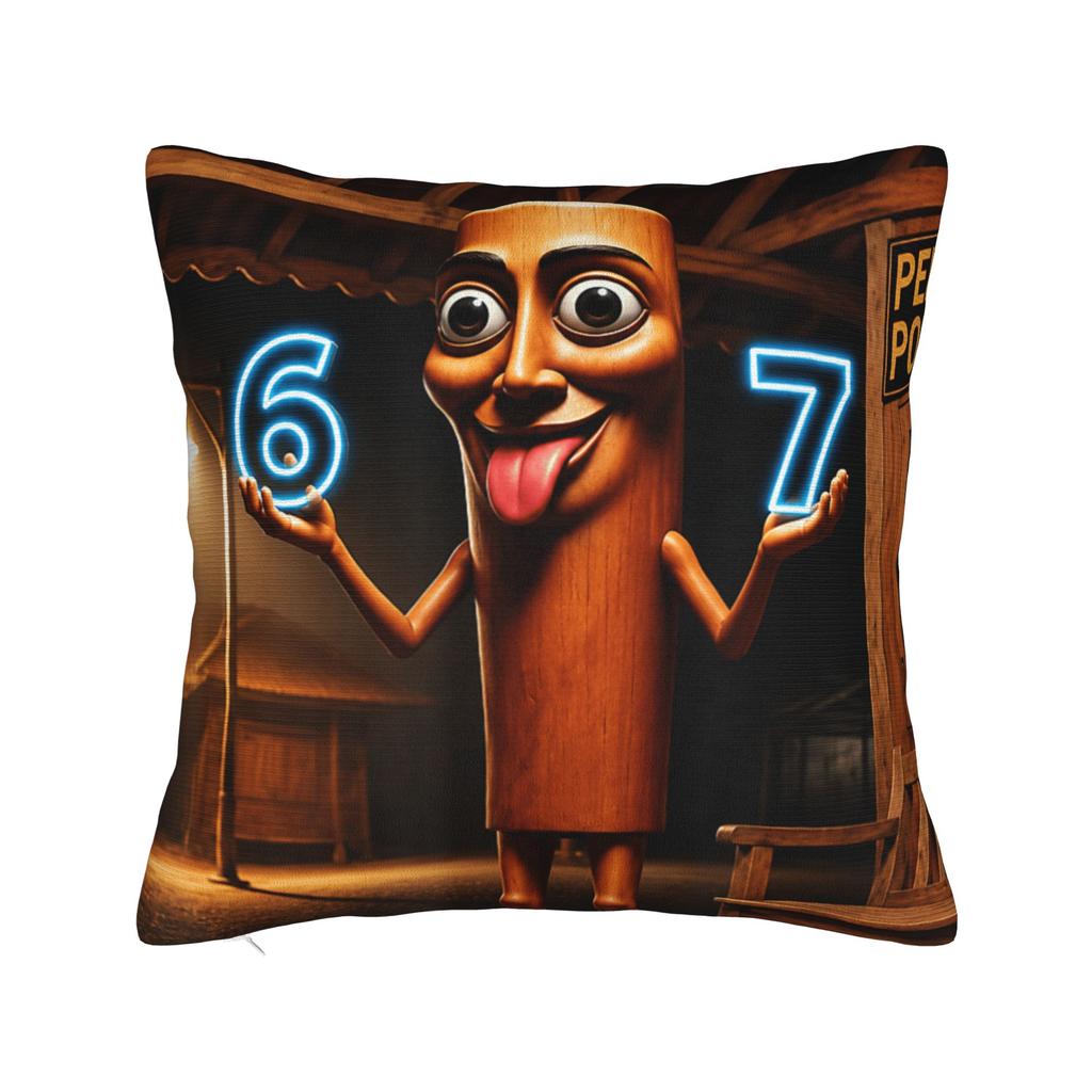 Tung Tung Sahur Chan Meme Pillowcase Printed Cushion Cover Decor Throw Pillow Case Cover Home Zippered
