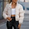 BITCED Autumn/Winter Women's Short-Length Cotton Coat Women's Long-Sleeved High-Neck Thermal Jacket Loose-Fit Casual Cotton Coat