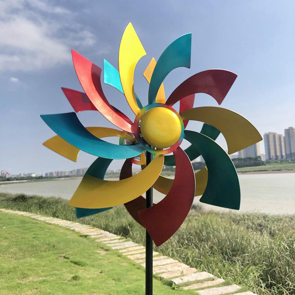 Садовый декор Ветряные вертушки Двунаправленное вращение Водонепроницаемая Устойчивая к УФ-лучам Металлическая ветряная вертушка для