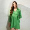 Virgio Женское мини-платье с длинными рукавами и V-образным вырезом
