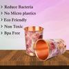 Copper Printed Design 250ML Water Glass with Rust Proof for Home and Office Use Ayurveda and Yoga Health Benefits Glass Set of 6 (Pink Gold)