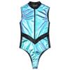 Women Halloween Astronaut Cosplay Costumes Shiny Metallic Zipper Sleeveless Bodysuit Catsuits