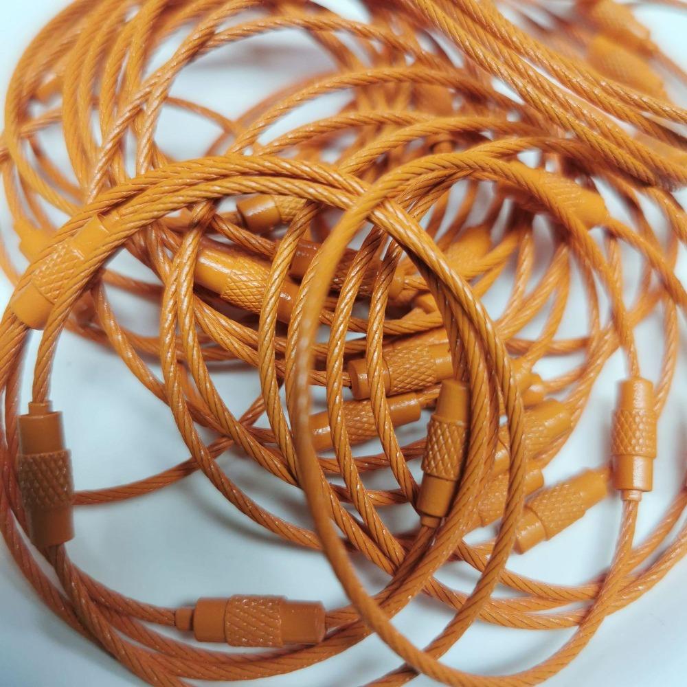 20PCS color paint wire rope 25 colors manufacturer wholesale key ring chain DIY tag cartoon key lanyard accessories