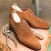 Men Fashion Trend Business Casual Party Dress Shoes Handmade Tan Suede Classic One -Piece Lace -Up Low -Heel Oxford Shoes