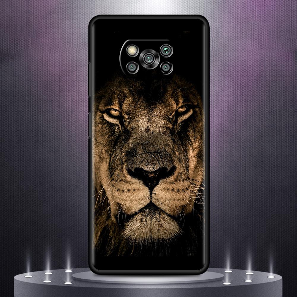 Чехол для телефона Xiaomi Mi Poco X3 NFC 10T Pro 11T 11 Lite Note 10 M3 9T F3 CC9, черный мягкий чехол A2 F1 в виде ракушки, большая кошка, животное, лев