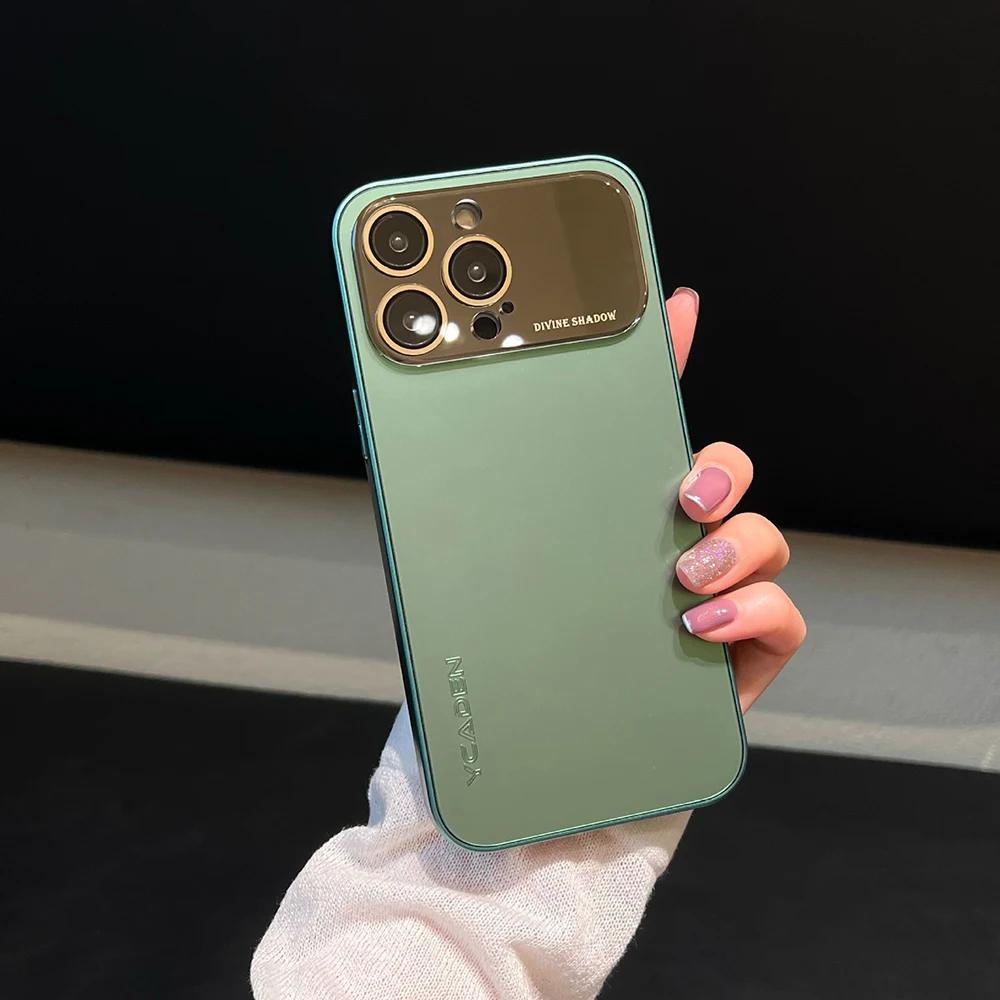 Чехол-защита для камеры с большим окном для iPhone 17 Air 16 15 14 13 12 Pro Max, матовый, гальванизированный, противоударный чехол для экрана