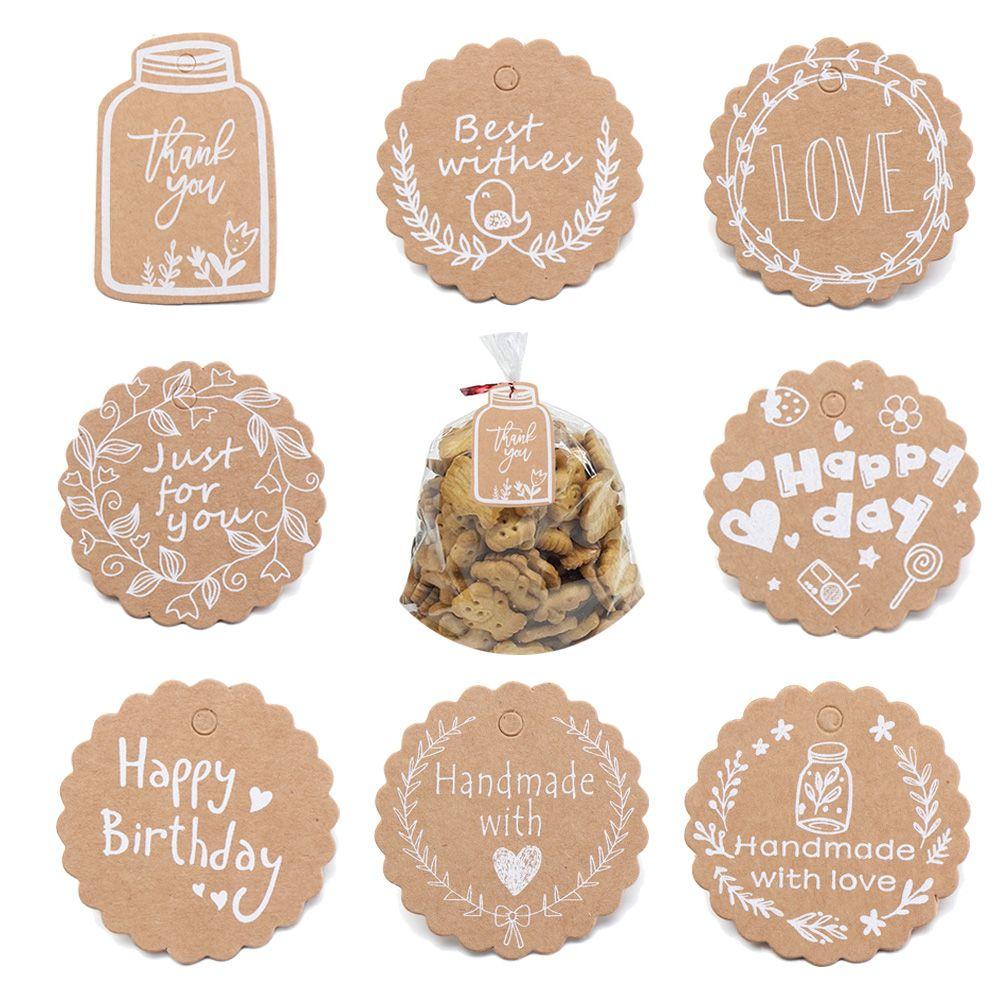 50 шт. бирка для вечеринки, подарочная упаковка, многоцветная бумажная этикетка «сделай сам», бирка «спасибо» из крафт-бумаги