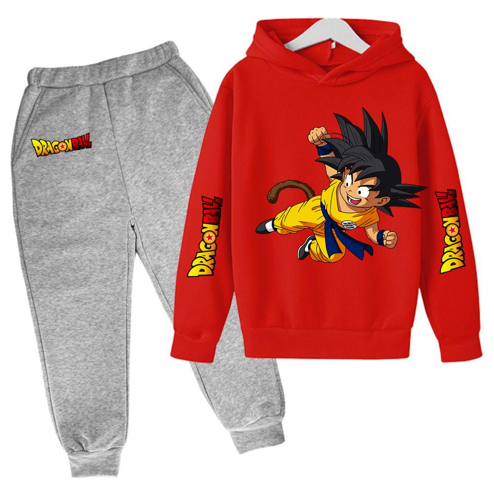 2025 MINISO New Winter Dragon BallHoodies+panrts Kids Clothes Boys Goku Sets for Children Sizes 100-160 Street Suit Kawaii Fashion Tops Anime