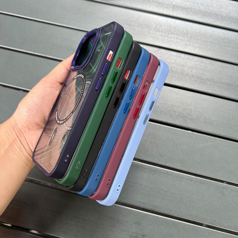 Подходит для iPhone15Pro Металлический Объектив Чехол для Мобильного Телефона 13 Приятный на ощупь Magsafe Магнитный 14 Защитный Чехол
