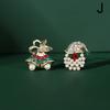 Women Earrings Asymmetrical Reindeer Christmas Socks Xmas Tree Ear Studs Fashion Jewelry