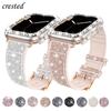 Case+silicone Leather Strap For Apple Watch Band 41mm 45mm 40mm 44mm 38mm 42mm 44 Bling Bracelet iWatch Serie 3 4 5 6 Se 7 Strap