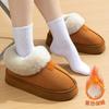 Хлопковые тапочки на высоком каблуке-сумке, женские зимние новые сапоги для снега, флисовая утолщенная подошва, нескользящие плюшевые хлопковые туфли, женская уличная обувь