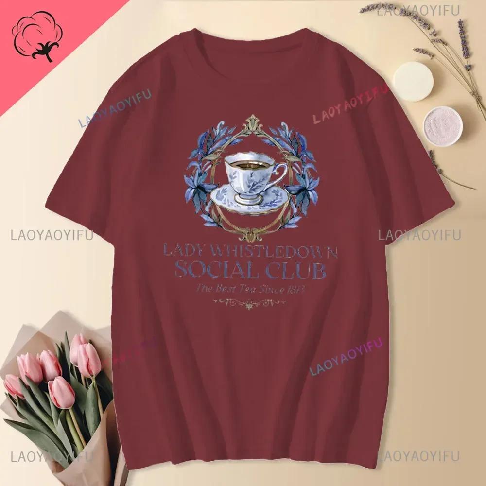 Funny Pink Unisex Cotton Tshirt Sprinkled Tea Lady Whiston Shirt Social Short Sleeve Tops Whistledown Retro Shirt Tv Show Tshirt