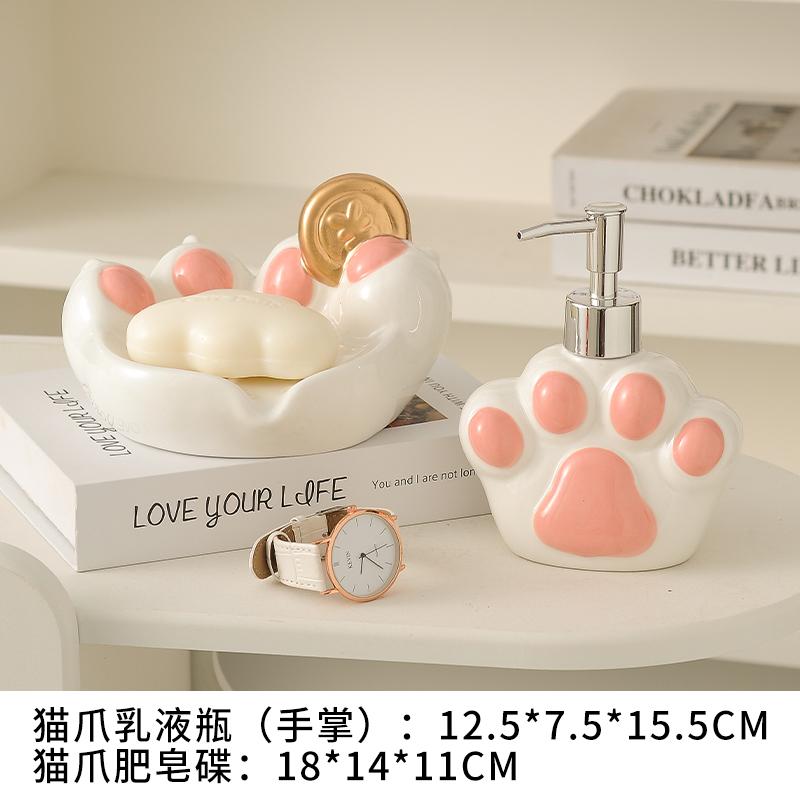 Милый дозатор мыла в виде кошачьего когтя, керамическая бутылка для мытья рук, держатель для зубных щеток, мыльница, аксессуары для ванной комнаты, принадлежности