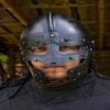 Medieval Viking Helmet With Visor, Blackened Steel Norman Helmet, LARP Reenactment Armor,