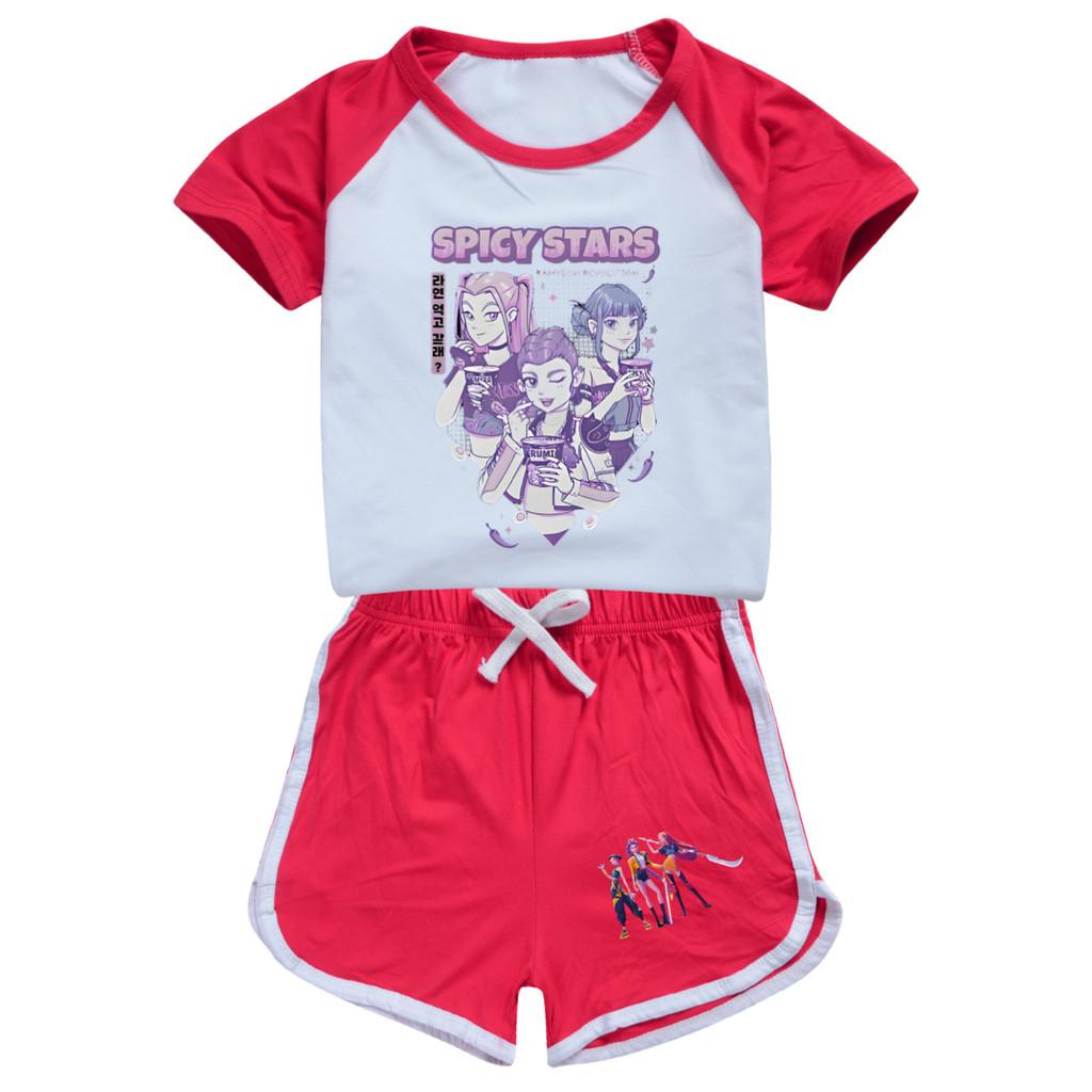5016 Детский Девочки POP Rumi Zoey Mira Принт Футболка Шорты Спорт Спортивный костюм Комплект одежды