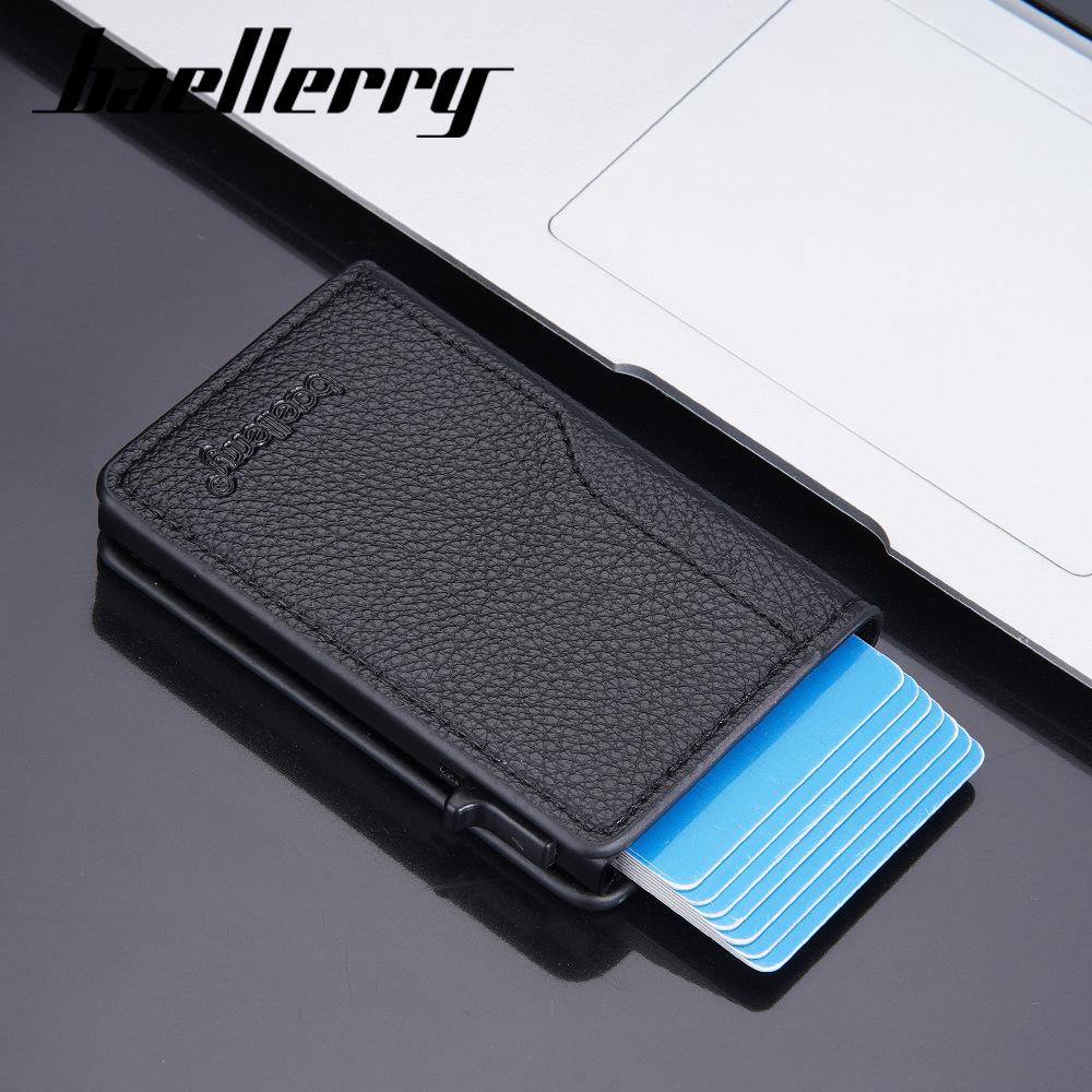 Мужская сумка для карт, новая, с рисунком личи, хит продаж, RFID, боковой выдвижной, минималистичный зажим для карт для мужчин
