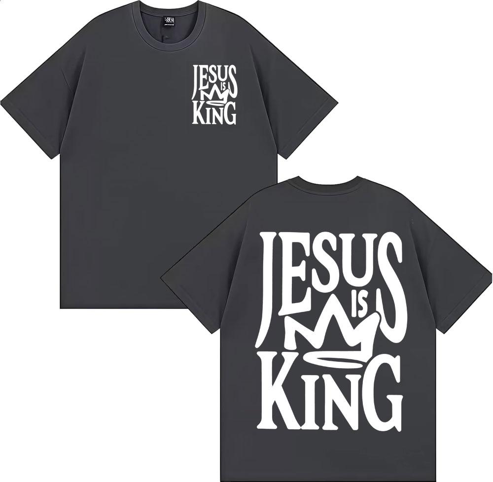 Jesus Is King Oversized Vintage Christian Printed T Shirts Men Women Gothic Vintage Tshirt 100 Cotton Comfort Crewneck T Shirt