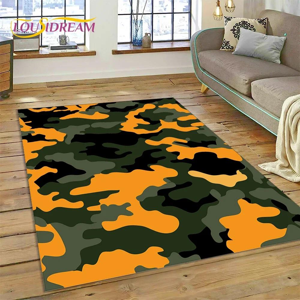 3D Colorful Camo Green Camouflage 2025 Style Carpet Rug for Living Room Bedroom Home Sofa Decoration Area Rug Non-slip Floor Mat