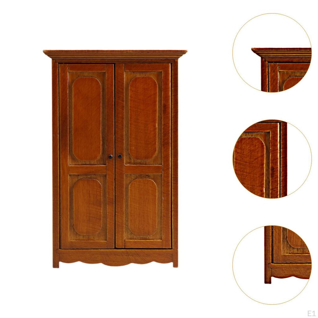 Miniature Doll House Wardrobe Closet 1:12 Scale Openable Play Furniture Old