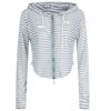 Shop   Women Stripe Sheer Hoodie Zip Cardigan Brown Egg Wcd 20657