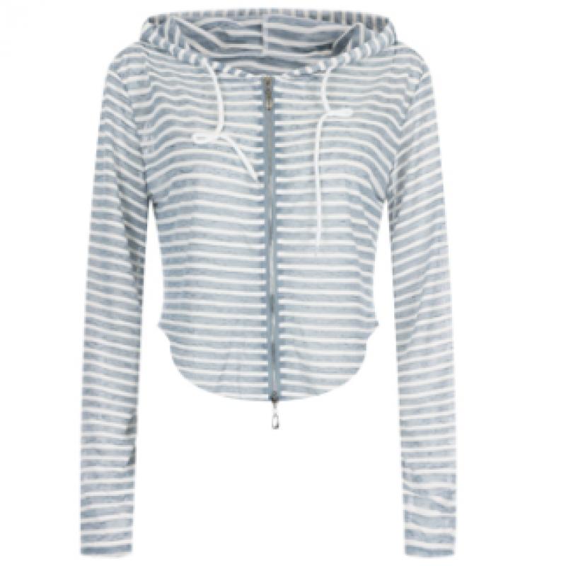 Shop Women Stripe Sheer Hoodie Zip Cardigan Brown Egg Wcd 20657