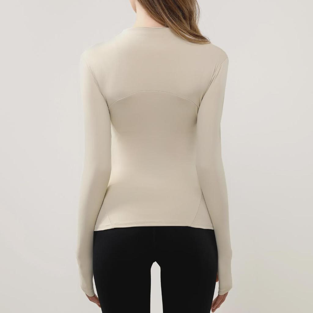 Women's Quick-Dry High-Elastane Stand-Up Collar Sports Jacket - Slim Fit Yoga and Running Top