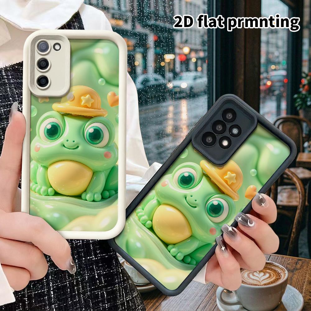 Phone Case: 2D flat design suitable for Samsung Galaxy A34 A35 M05 M06 S20 S22 S21 FE Plus 5G protective case, little frog wearing a hat, perfect Chri