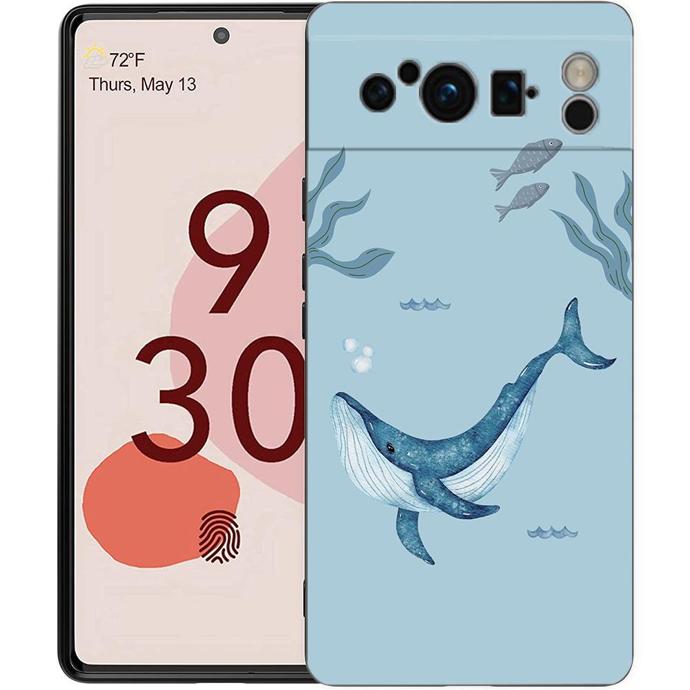 Парный чехол для телефона с дельфином и китом Для Google Pixel 9 8 9A 8A 7 7A 6 Pro XL 6A 5G Черный Мягкая задняя крышка Роскошный TPU Чехол