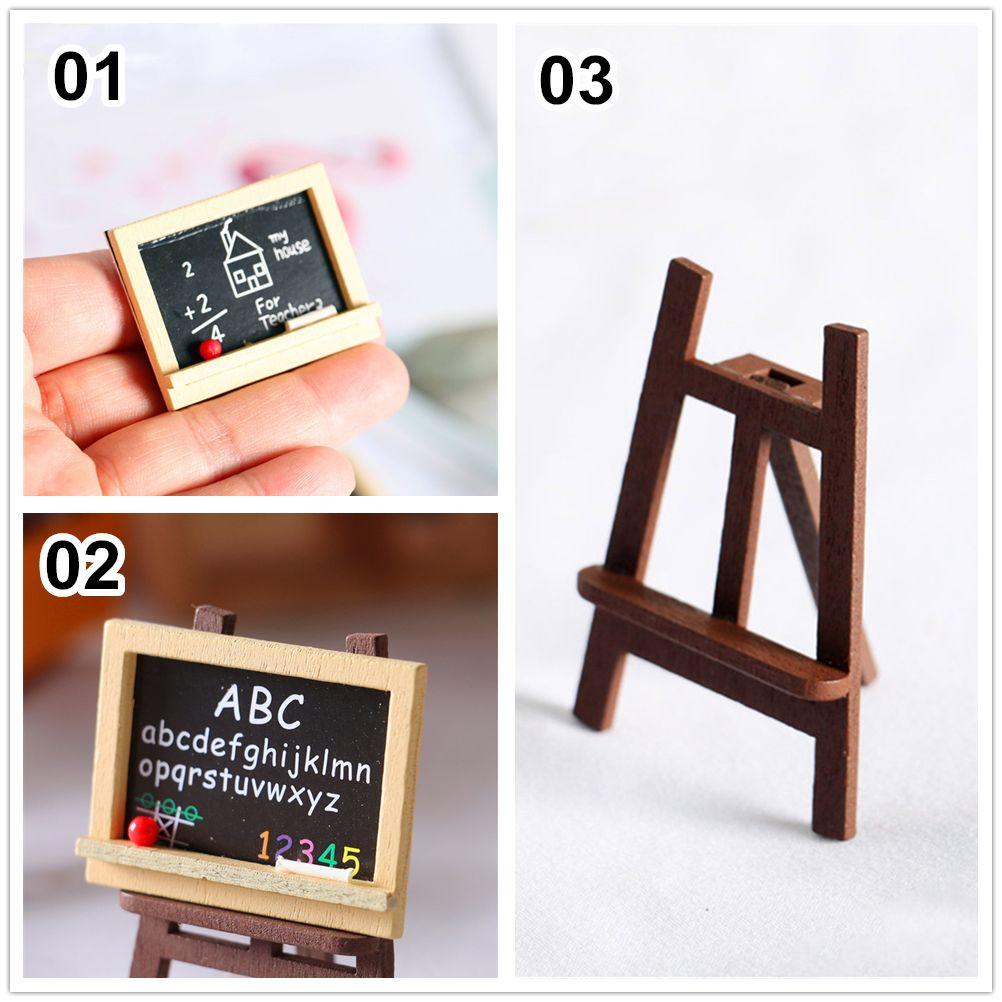 Furniture Wood Painting Easel Small Blackboard Miniature Chalkboard Model Dollhouse Accessories