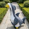 Decorative Porch Goose Accessories Shark Outfit Cute Gray Costume with 3D Fin Durable Statue Suit Design for 23" Gooses Decoration Patio Yard Garden