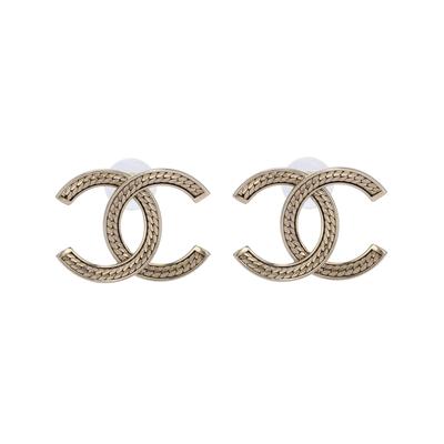 Серьги с текстурой, вырезанные в дизайне Double C, Женские серьги, Золотые, AB-24B-0017