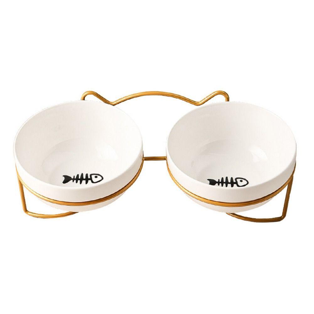 Круглая тарелка для котенка, двойная миска, керамическая миска для кошек, поилка для кошек, приподнятая поилка для щенков