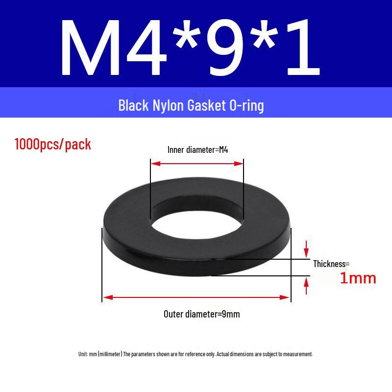 Black Nylon Plastic Flat Washer Ring M2-M20