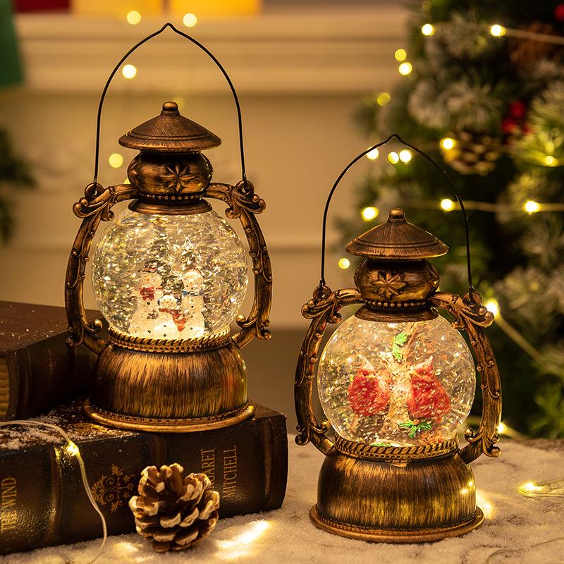 Christmas Snow Globe Lantern Music Box Collection With Light Decorative Night Lamp For Home Desktop Decoration Christmas Present