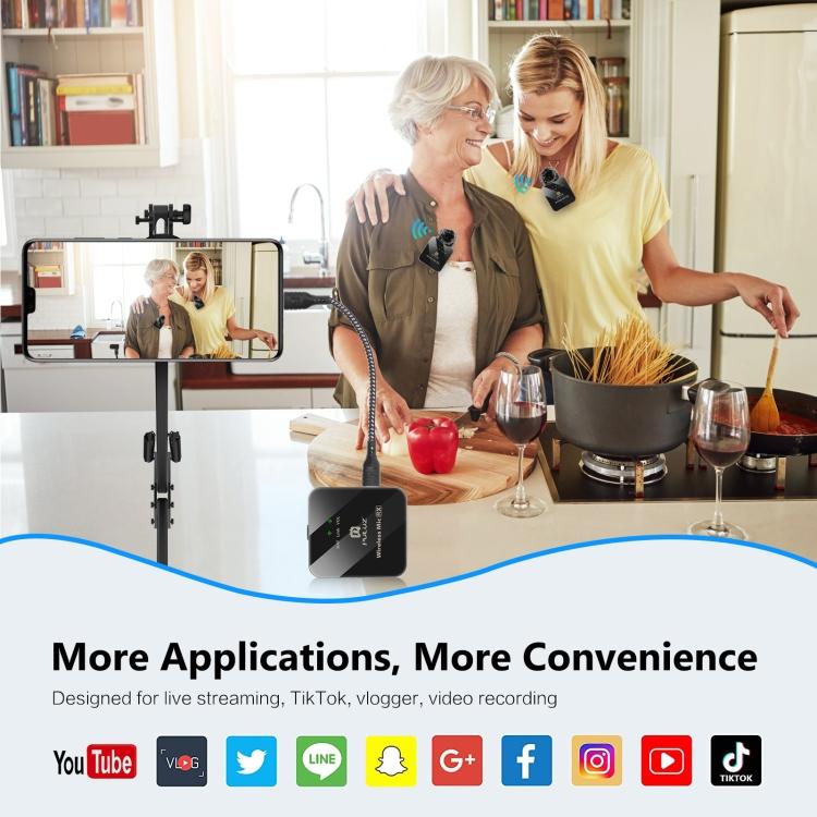 Беспроводной петличный микрофон PULUZ 2 TX + 1 RX (черный)