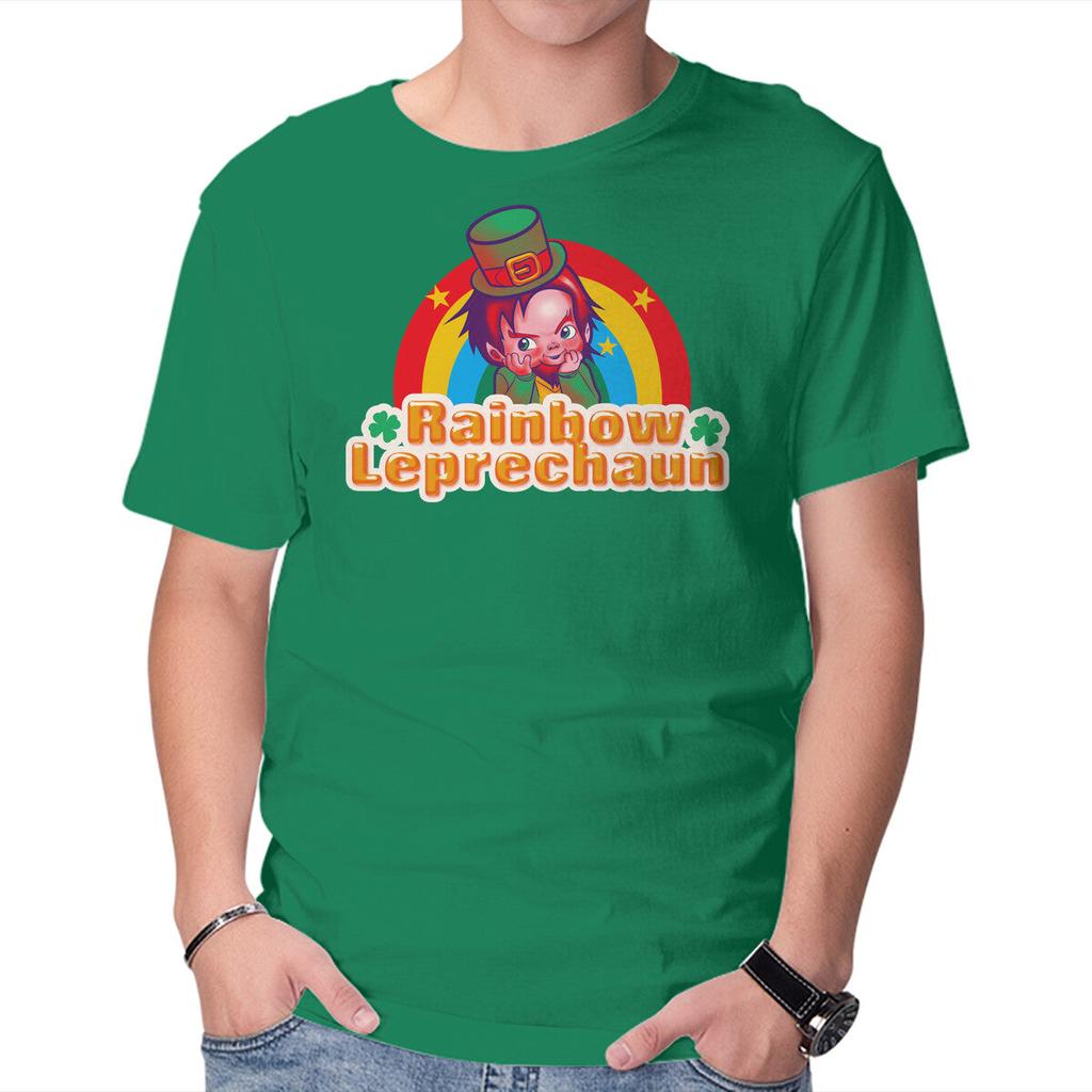 Unisex Crew Neck T-Shirt Rainbow Leprechaun Graphic Short Sleeve Casual Tee