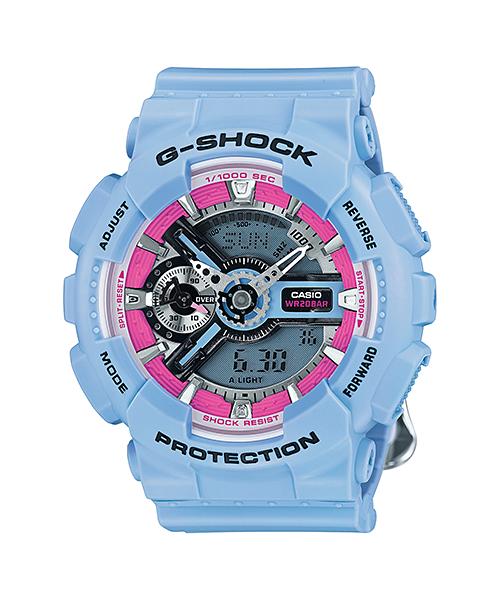 Casio Мужские кварцевые часы с цифровым дисплеем GMA-S110F-2A, из смолы, водонепроницаемость 200 м, ударопрочные