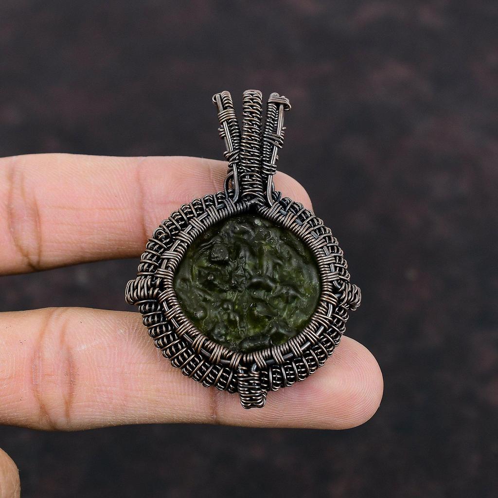 Moldavite Pendant Copper Wire Wrapped Pendants Gemstone Pendant Copper Jewelry Handmade Pendant Moldavite Jewelry Gift For Her Women Pendant